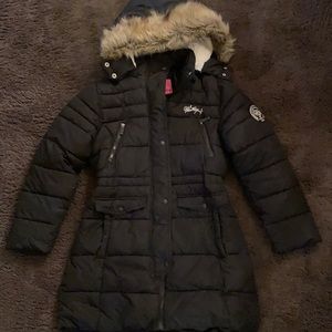 Kids puffer coat with fur hood